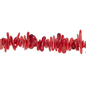 Bamboo coral 1pkg1, cupolini bead, 15 inch red 5x1mm-12x4mm