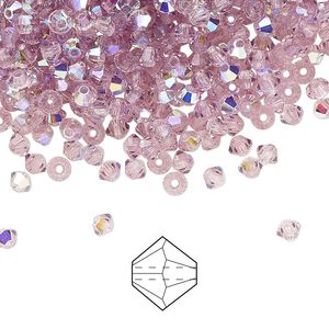 Bead 144pk light amethyst AB, Preciosa Czech crystal 3mm bicone