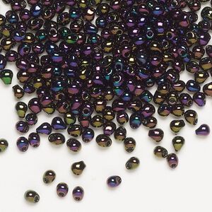 Seed bead, Miyuki, glass, pkg/10g, 3.3x2.8mm mini fringe, opaque gunmetal dark wine, (DP-454).