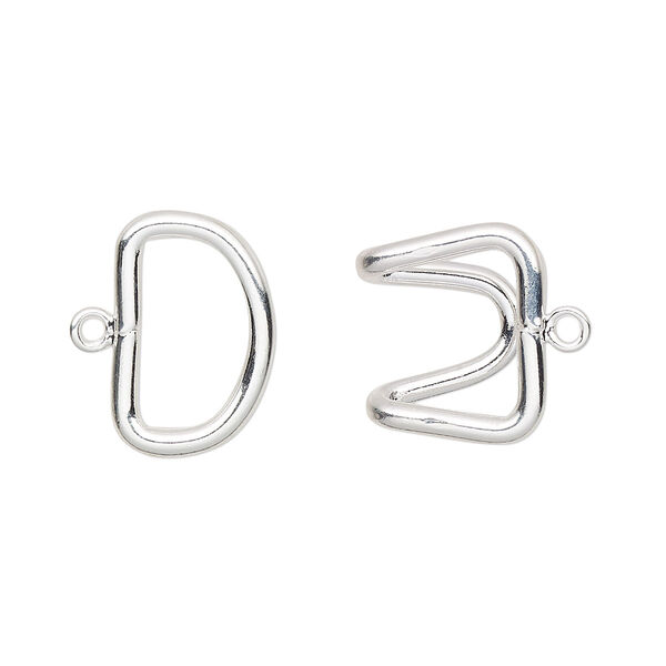 Clasp, hook, silver-plated brass, 23x15mm. Sold per pkg of 10. image number 0