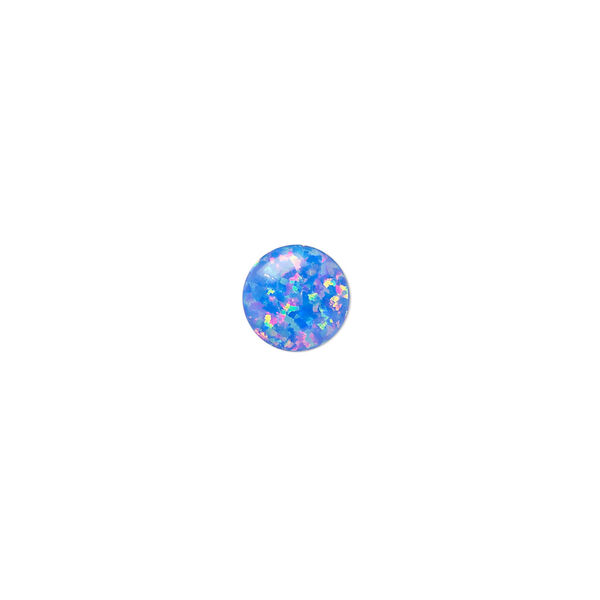 Cabochon, "opal" (silica and epoxy) (man-made), royal blue, 8mm calibrated round. Sold individually. image number 0
