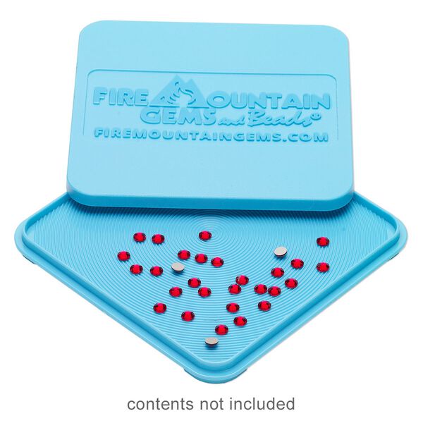 Sorting tray, Flat Back "Flipper Upper," ABS plastic, blue, 4-1/4 x 4-1/4 inch sorting square with circular grooves. Sold individually. image number 2