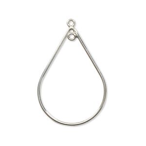 Focal, sterling silver, 30x20mm teardrop with loop. Sold individually.