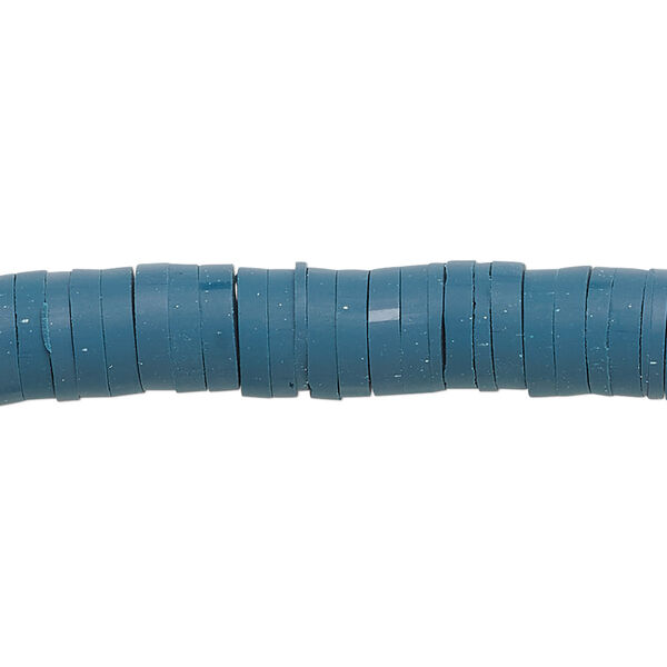 Bead, polymer clay, opaque teal, 8x2mm heishi. Sold per pkg of (2) 15-1/2" to 16" strands. image number 0