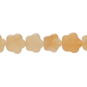 Peach aventurine 1pkg1, flat flower bead natural, 15 inch 10-11mm