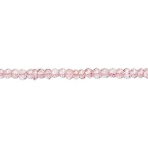 Quartz crystal 1pkg1, hand-cut micro-faceted rondelle bead 12 inch 3x2mm-4x3mm