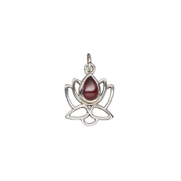 Garnet / sterling silver 1pkg1, antiqued open lotus drop natural 12x12mm image number 1