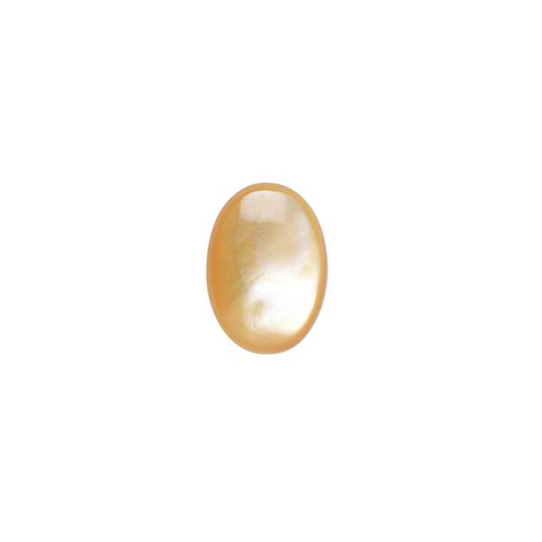 Cabochon, gold lip shell (natural), 14x10mm calibrated oval, Mohs hardness 3-1/2. Sold per pkg of 2. image number 0
