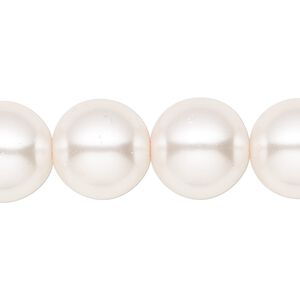Bead, crystal pearl, light pink, 16mm round. Sold per 15-1/2" to 16" strand, approximately 25 beads.