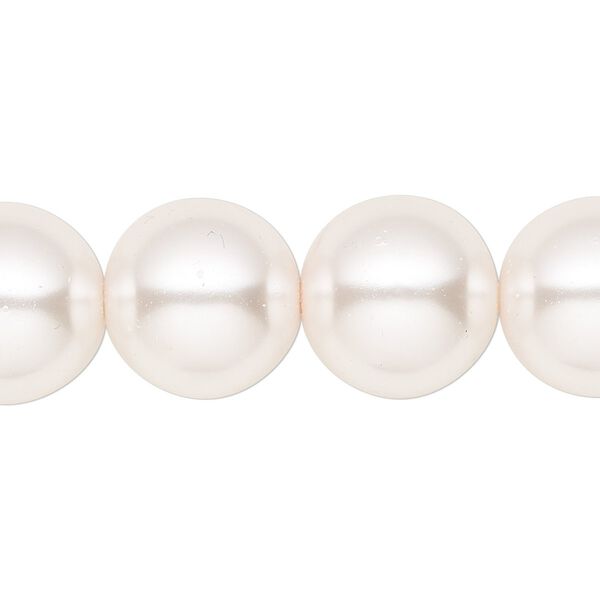 Bead, crystal pearl, light pink, 16mm round. Sold per 15-1/2" to 16" strand, approximately 25 beads. image number 0