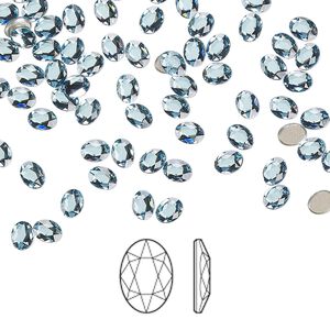 Flat back 288pk aquamarine foil back, Swarovski® 4x3mm oval 2603