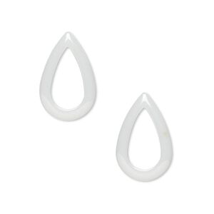 Component, zirconia ceramic, white, 18x12mm open teardrop with 12x7mm center hole. Sold per pkg of 2.