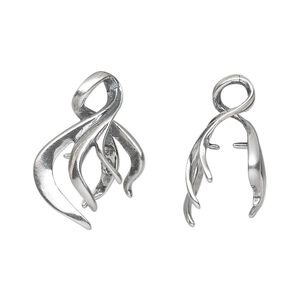 Bail, ice-pick, lightly antiqued sterling silver, 18x13mm twisted branch, 5mm grip length. Sold individually.