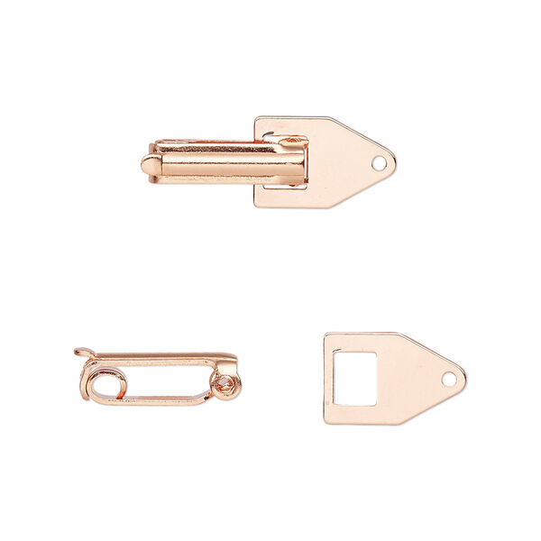 Clasp, fold-over, copper-plated copper, 22x7.5mm with tab end. Sold per pkg of 10. image number 0
