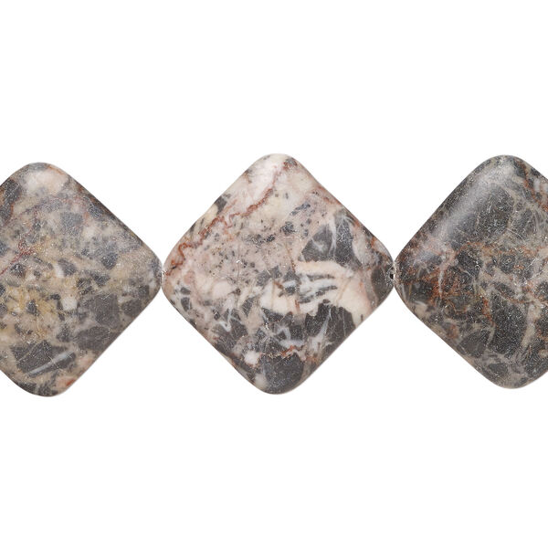 Pink-black marble 1pkg1, puffed diamond bead natural, 15 inch 37-38mm image number 0