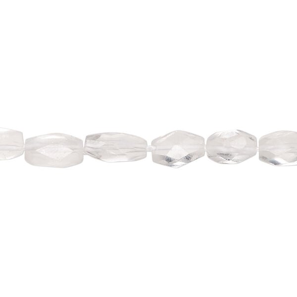 Quartz crystal 1pkg1, hand-cut faceted puffed oval bead natural, 13 inch 6x4mm-12x6mm image number 0