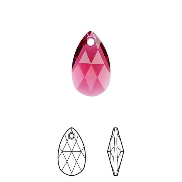 Drop 144pk scarlet, Swarovski® 16x9mm pendant pear 6106 image number 0
