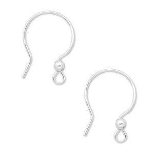 Ear wire French hook 1pkg10 sterling silver-filled, 22mm / 3mm ball / open loop, 20 gauge 5 pair