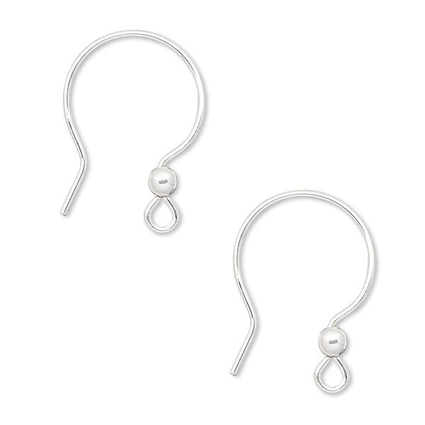 Ear wire French hook 1pkg10 sterling silver-filled, 22mm / 3mm ball / open loop, 20 gauge 5 pair image number 0