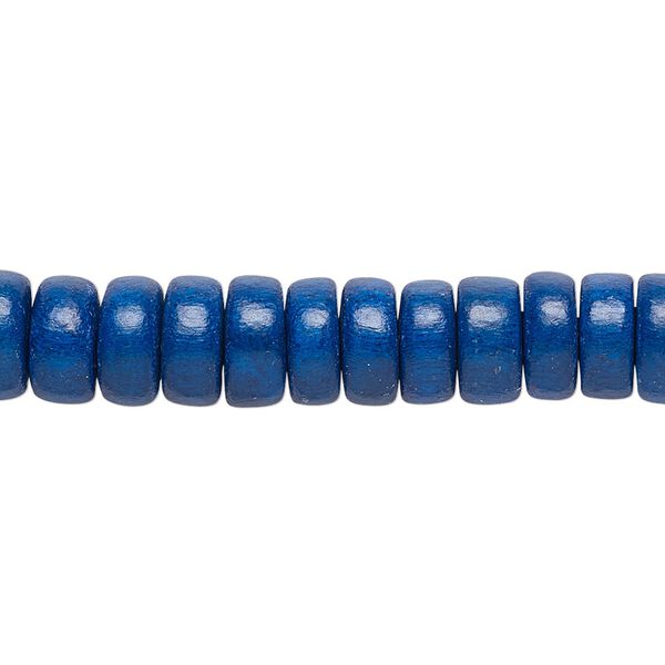 Bead, Taiwanese cheesewood (dyed / waxed), dark blue, 8x4mm rondelle. Sold per pkg of (2) 15-1/2" to 16" strands. image number 0