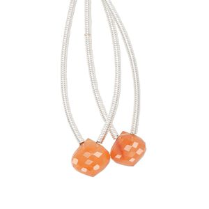 Carnelian 1pkg2, hand-cut top-drilled faceted drop bead 8.5x8mm