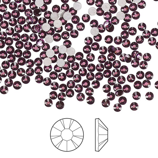Flat back 1440pk amethyst foil back, Preciosa MAXIMA Czech crystal hotfix rhinestone 2.3-2.5mm chaton rose round SS8 image number 0