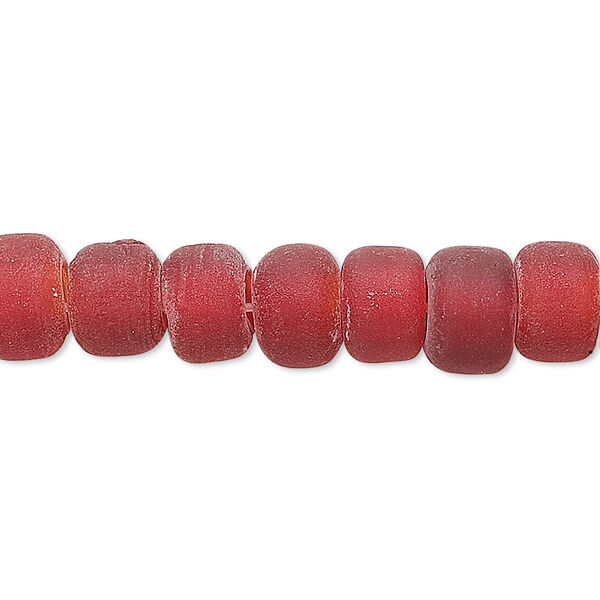 Bead, glass, translucent matte red, 9x7mm crow. Sold per 24-inch strand. image number 0