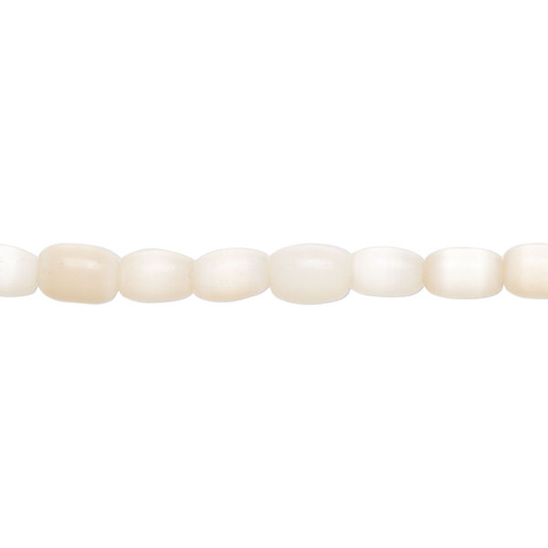 Bead, fiber optic glass, pkg/14 inch, opaque pale pink, 6x4mm center-drilled oval. image number 0