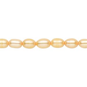 Pearl, cultured freshwater (dyed), dark apricot, 4x2mm-5x4mm rice with 0.4-0.6mm hole, D grade, Mohs hardness 2-1/2 to 4. Sold per 15-inch strand.