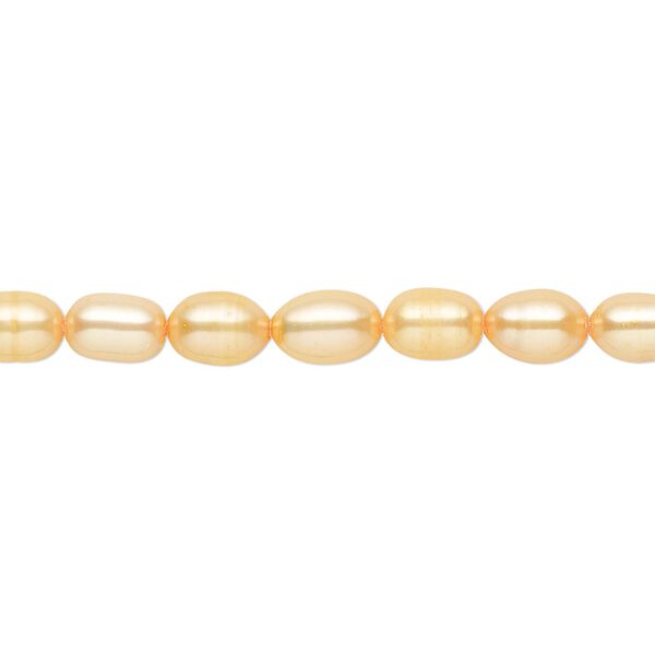 Pearl, cultured freshwater (dyed), dark apricot, 4x2mm-5x4mm rice with 0.4-0.6mm hole, D grade, Mohs hardness 2-1/2 to 4. Sold per 15-inch strand. image number 0