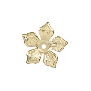 Component, gold-finished steel, 22x21mm single-sided flower. Sold per pkg of 20.