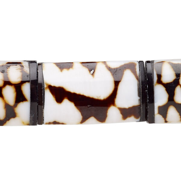 Bead, laminated marble cone shell (assembled), 27x15mm double-sided rectangle, Mohs hardness 3-1/2. Sold per pkg of 5. image number 0