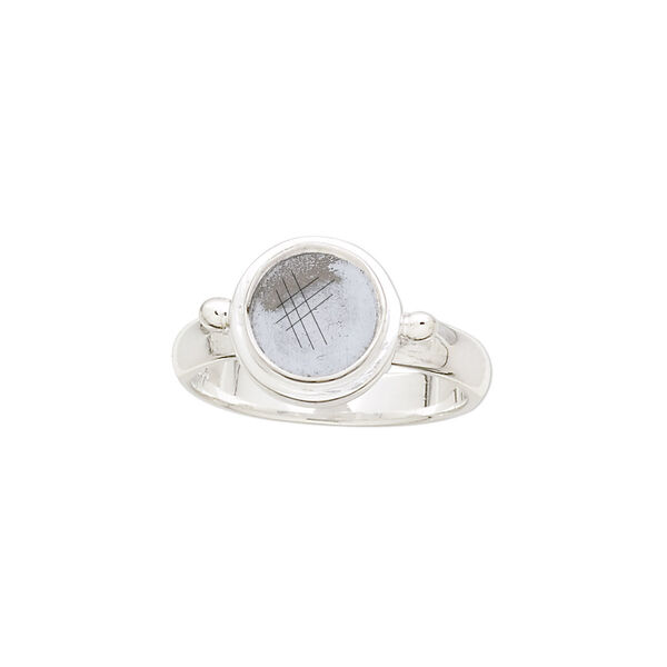 Ring, sterling silver, 3mm wide with smooth finish and (2) balls with 8mm round setting, size 7. Sold individually. image number 0