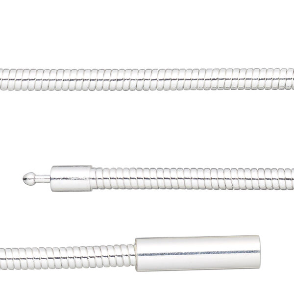 Chain, silver-plated brass, 3mm omega, 7-1/2 inches with pop-style clasp. Sold individually. image number 0