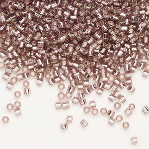 Seed bead, Delica®, glass, pkg/250g, #10 round, transparent silver-lined smoky amethyst (DBM-0146).