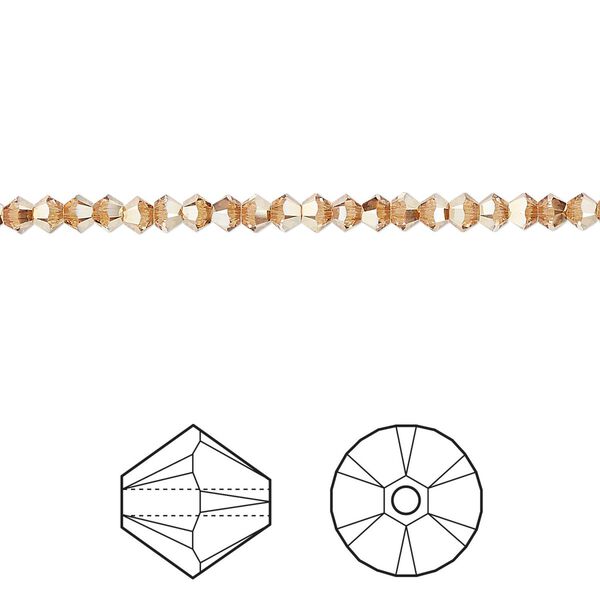 Bead 48pk crystal metallic sunshine, Crystal Passions® 3mm bicone 5328 image number 0