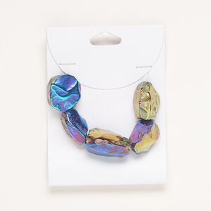 Agate 1pkg5, electrocoated AB nugget bead medium to large