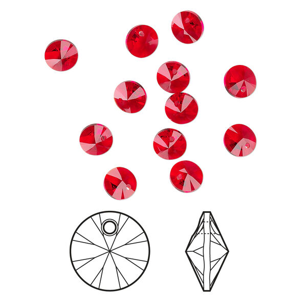 Drop 12pk light Siam, Crystal Passions® 6mm pendant mini disk 6428 image number 0