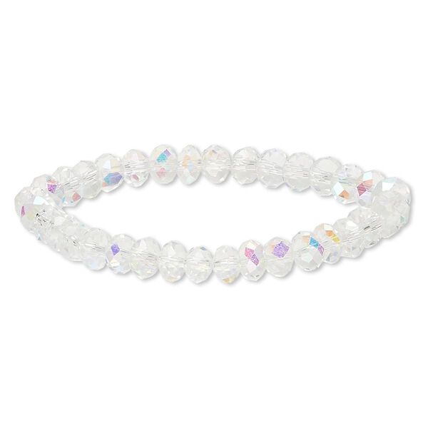 Bracelet 1pk clear AB, Celestial Crystal® 7" stretch wearable size image number 0