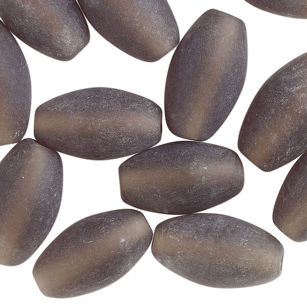 Bead, lampworked glass, translucent dark grey, 20x10mm oval. Sold per 2-ounce pkg, approximately 20 beads. image number 0