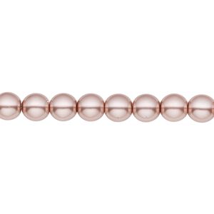Bead, Czech pearl-coated glass druk, opaque dusty light rose, 6mm round. Sold per 15-1/2" to 16" strand.