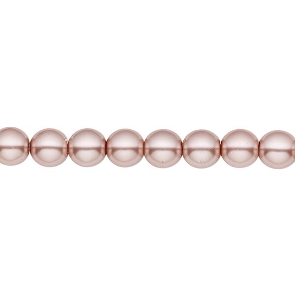 Bead, Czech pearl-coated glass druk, opaque dusty light rose, 6mm round. Sold per 15-1/2" to 16" strand. image number 0