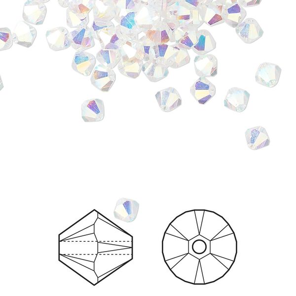 Bead 144pk crystal AB 2X, Crystal Passions® 4mm bicone 5328 image number 0