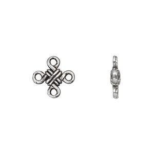 Link, antique silver-plated "pewter" (zinc-based alloy), 11x11mm double-sided knot. Sold per pkg of 50.