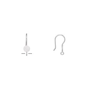Ear wire fishhook 1pkg10 silver-plated, 21mm / spiral / open loop, 21 gauge steel / stainless steel 5 pair