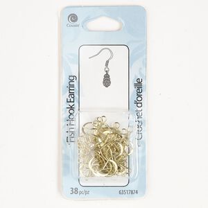 Ear wire fishhook 1pkg38, 13mm flat / 4mm coil / open loop, 22 gauge gold-finished steel 19 pair