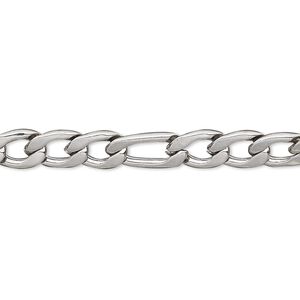 Chain 1pkg1 figaro, 6.25mm, stainless steel 50 foot unfinished