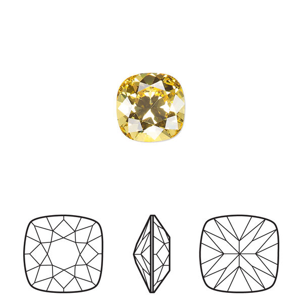 Fancy stone 2pk light topaz foil back, Crystal Passions® 10mm cushion 4470 image number 0