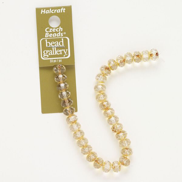 Bead, fire-polished glass, transparent luster clear and yellow, 8.5x6mm faceted rondelle. Sold per pkg of 33. image number 0