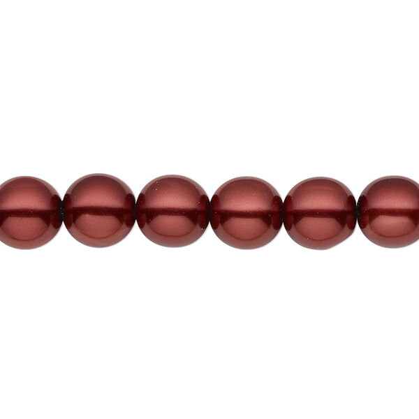 Bead, Czech pearl-coated glass druk, opaque wine, 8mm round. Sold per 15-1/2" to 16" strand. image number 0